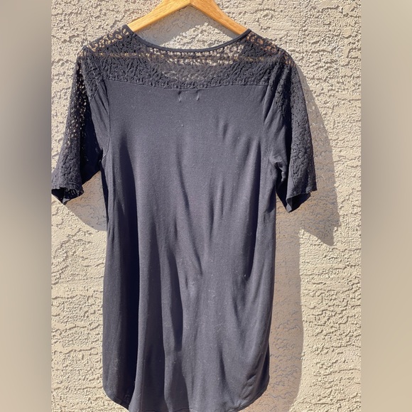 Old Navy Tops - Old Navy black tunic top with lace detail and side slits